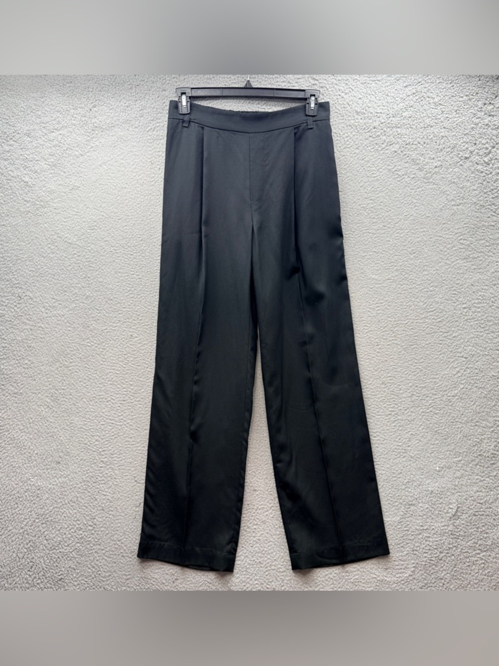 NWT Vince Straight Leg Pull on Pleated Pants Black Lyocell Linen Blend Size M